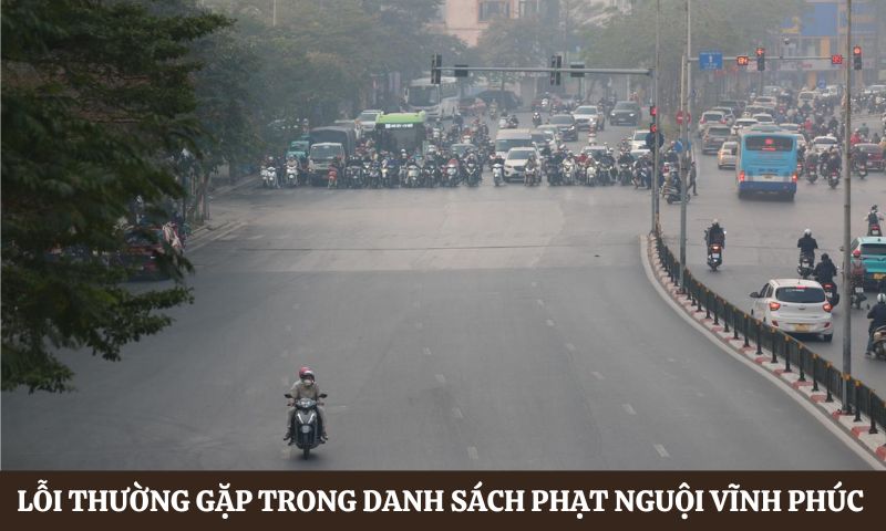Lỗi thường gặp trong Danh sách phạt nguội Vĩnh Phúc