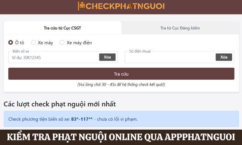 Cách kiểm tra phạt nguội online qua appphatnguoi
