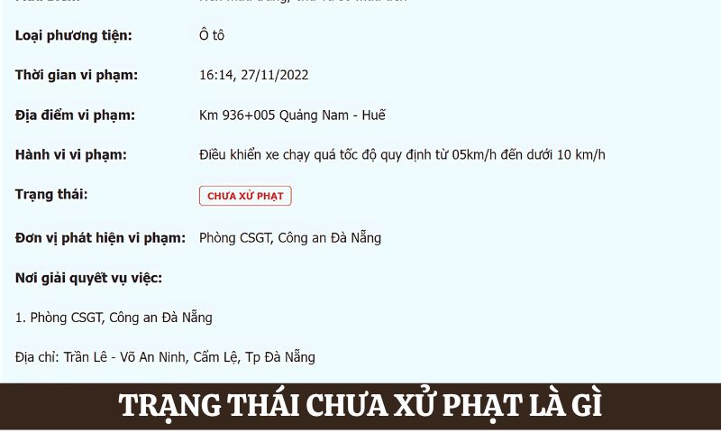trạng thái chưa xử phạt là gì