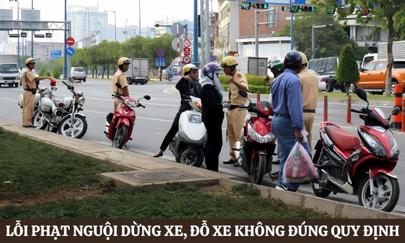 Phạt nguội xe máy dừng, đỗ xe không đúng quy định